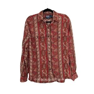 POLO by RALPH LAUREN Men’s Paisley Print Crofts Button Front Shirt Red M